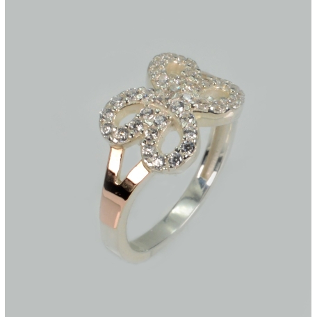 Серебряное кольцо с золотыми вставками