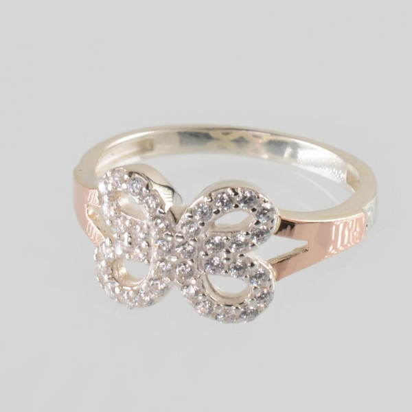 Срібна каблучка з золотими вставками