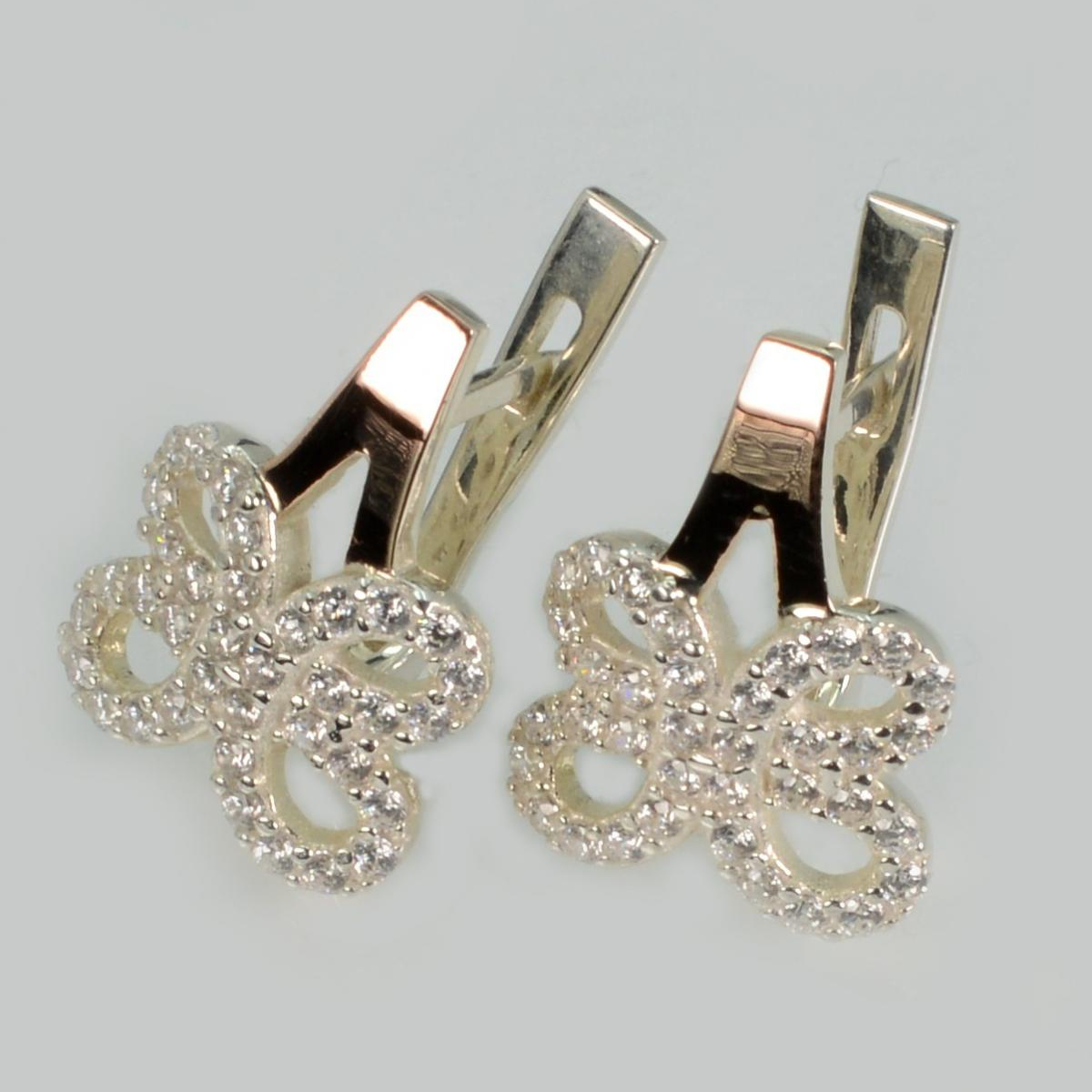 Серебряные серьги с золотыми пластинами