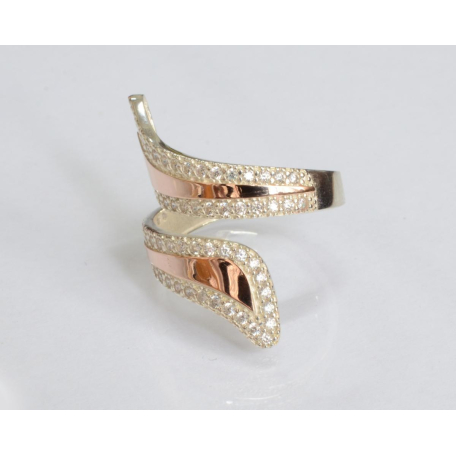 Серебряное кольцо с золотыми вставками