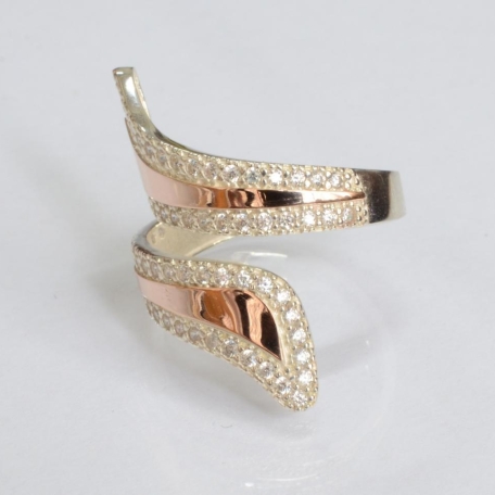 Срібна каблучка з золотими вставками