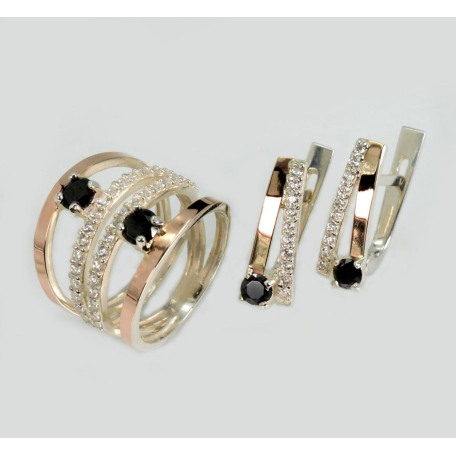 Серебряный набор с золотыми пластинами