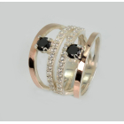 Срібна каблучка з золотими вставками