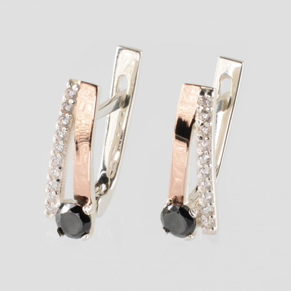 Срібні сережки з золотими пластинами