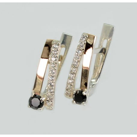 Серебряные серьги с золотыми пластинами