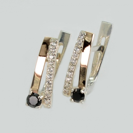 Срібні сережки з золотими пластинами