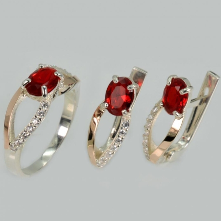 Срібний набір з золотими пластинами