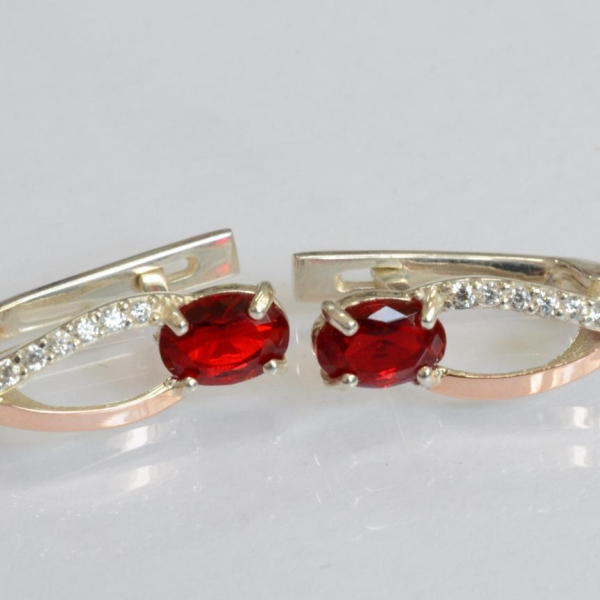 Срібні сережки з золотими пластинами