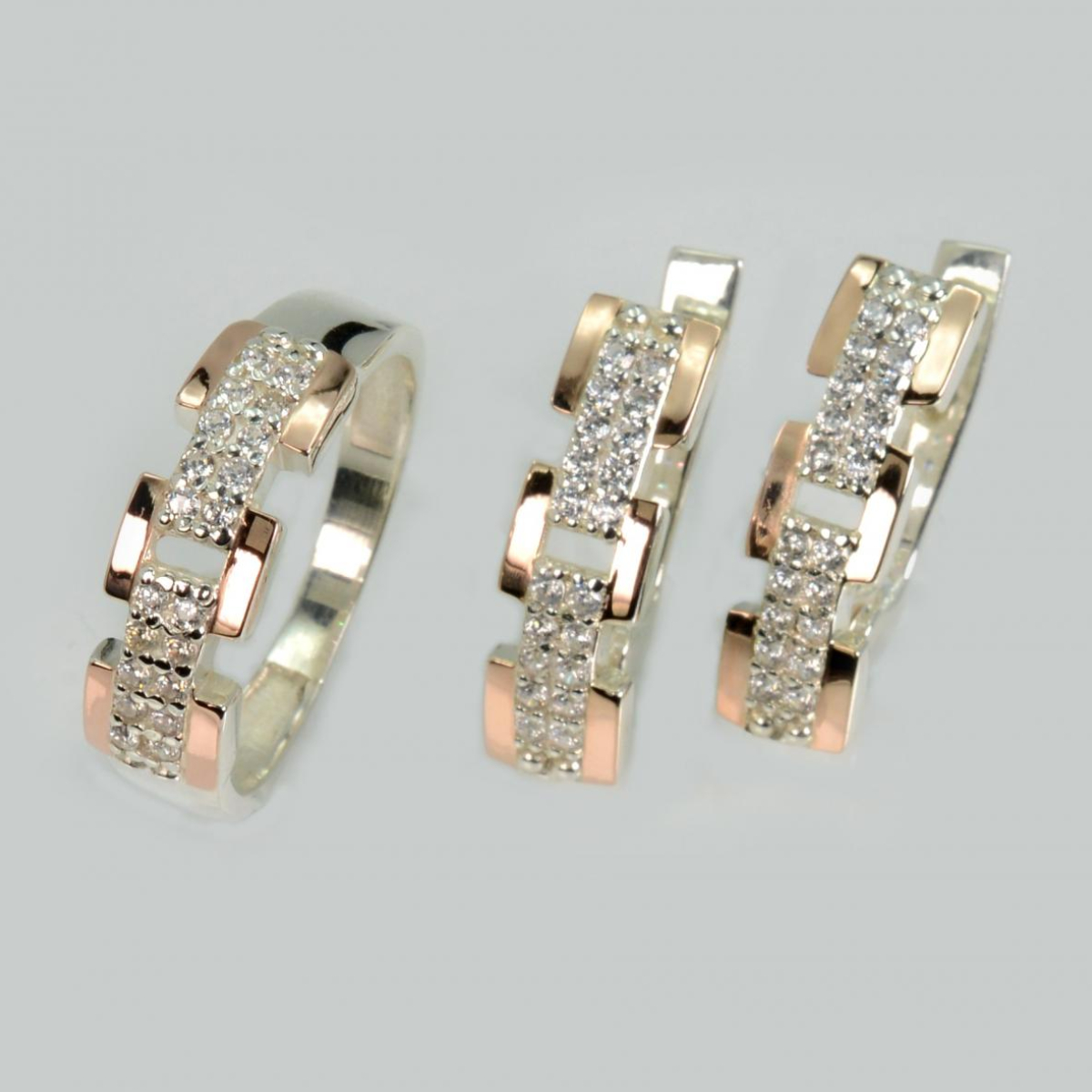 Серебряный набор с золотыми пластинами