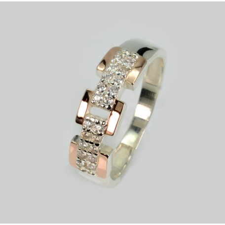 Серебряное кольцо с золотыми вставками