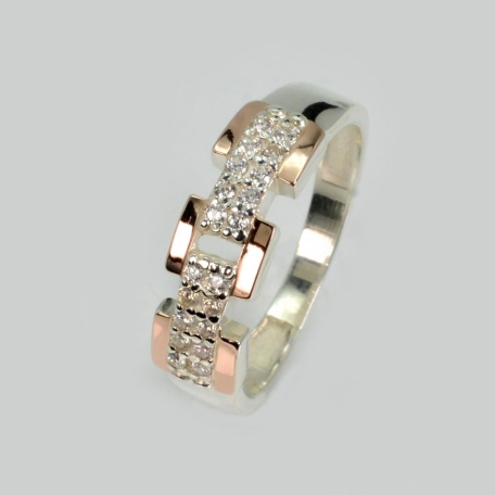 Срібна каблучка з золотими вставками