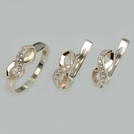 Срібний набір з золотими пластинами