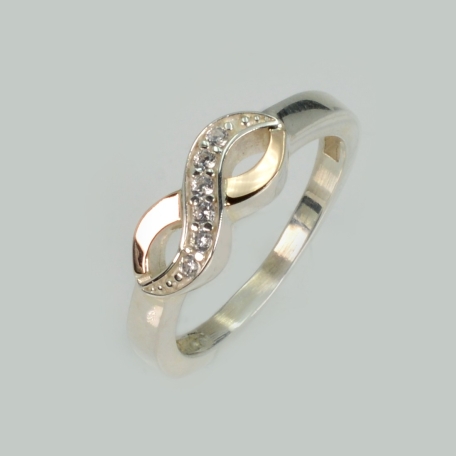 Срібна каблучка з золотими вставками