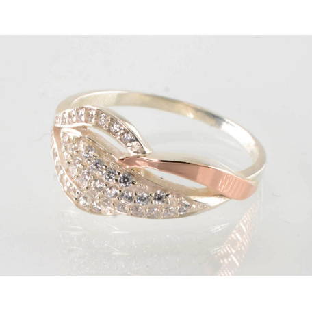 Серебряное кольцо с золотыми вставками