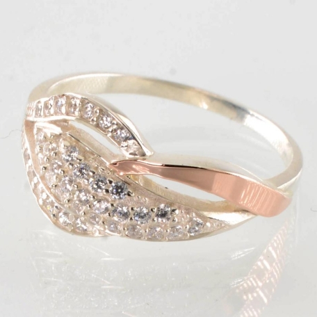 Срібна каблучка з золотими вставками