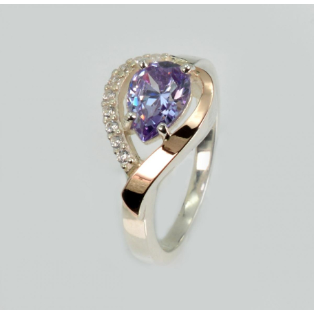 Серебряное кольцо с золотыми вставками