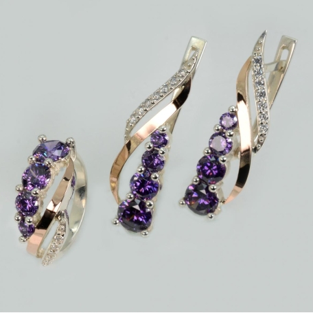 Серебряный набор с золотыми пластинами