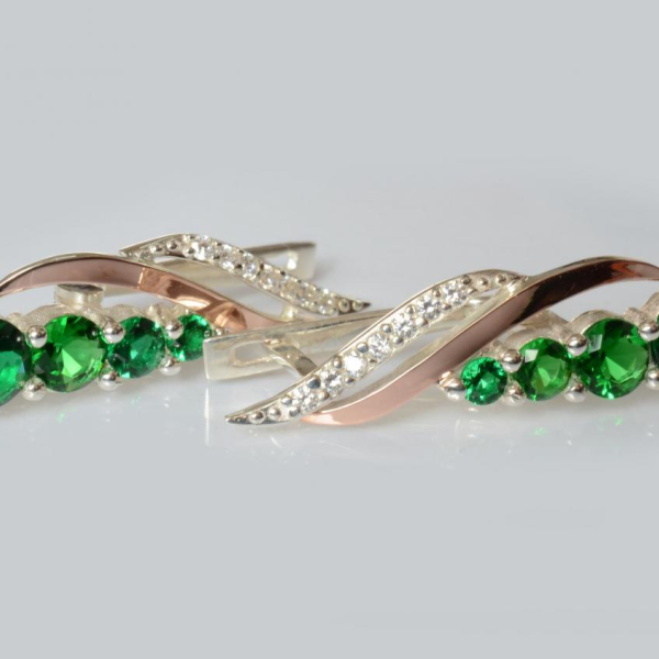 Срібні сережки з золотими пластинами