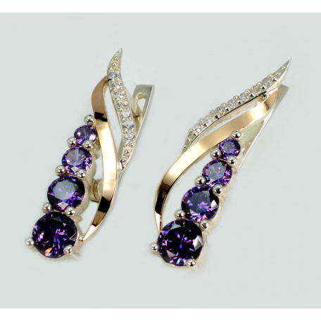 Серебряные серьги с золотыми пластинами