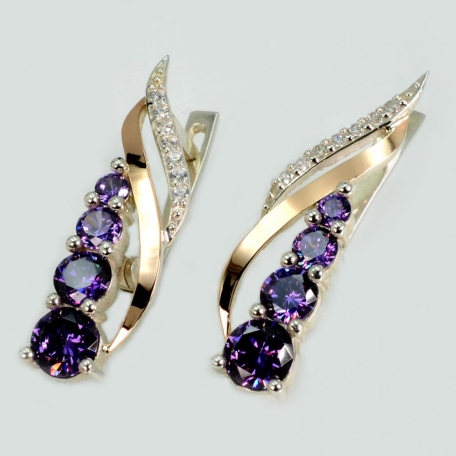 Срібні сережки з золотими пластинами