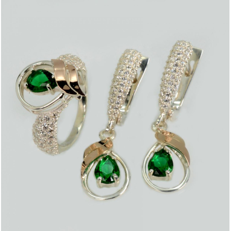 Серебряный набор с золотыми пластинами