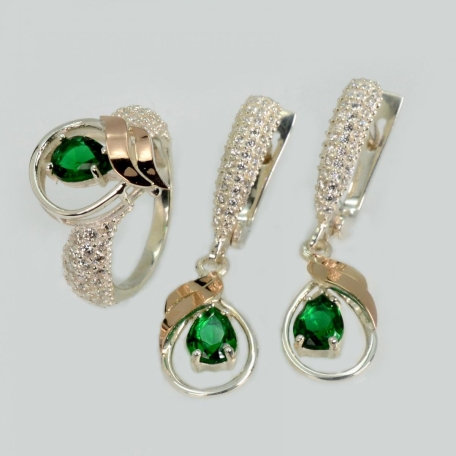 Срібний набір з золотими пластинами