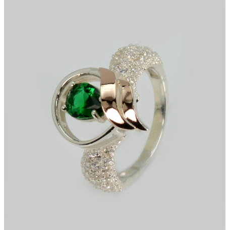 Серебряное кольцо с золотыми вставками