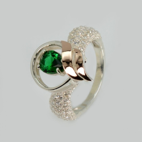 Срібна каблучка з золотими вставками