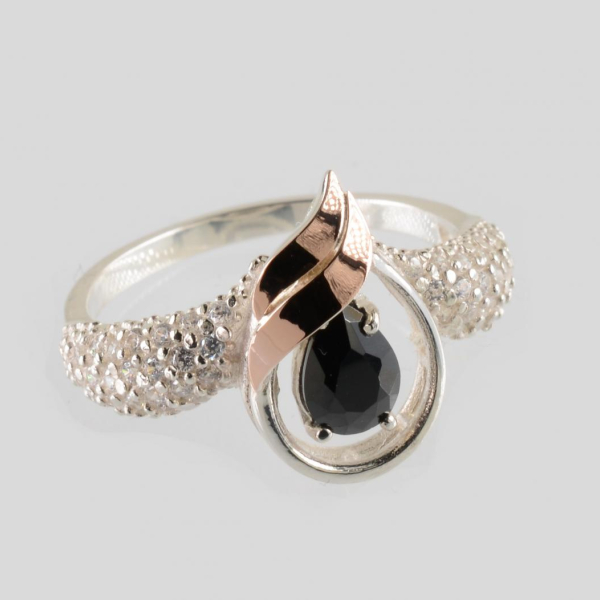 Срібна каблучка з золотими вставками