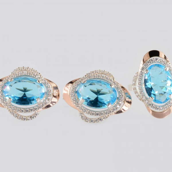 Серебряный набор с золотыми пластинами