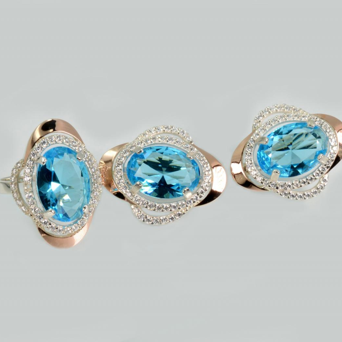 Серебряный набор с золотыми пластинами