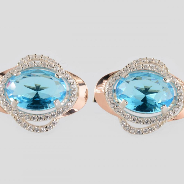 Срібні сережки з золотими пластинами