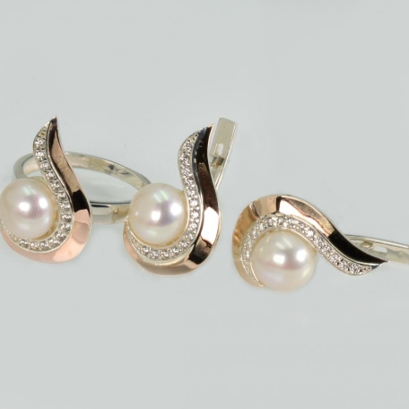 Срібний набір з золотими пластинами