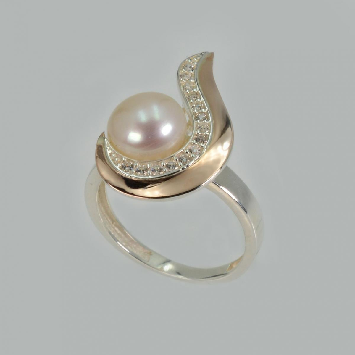 Срібна каблучка з золотими вставками