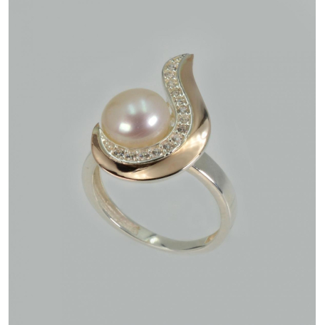 Серебряное кольцо с золотыми вставками