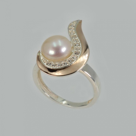 Срібна каблучка з золотими вставками