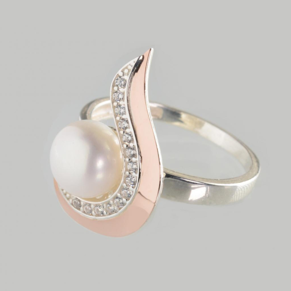 Срібна каблучка з золотими вставками