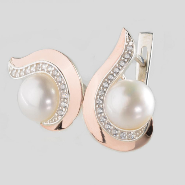 Срібні сережки з золотими пластинами