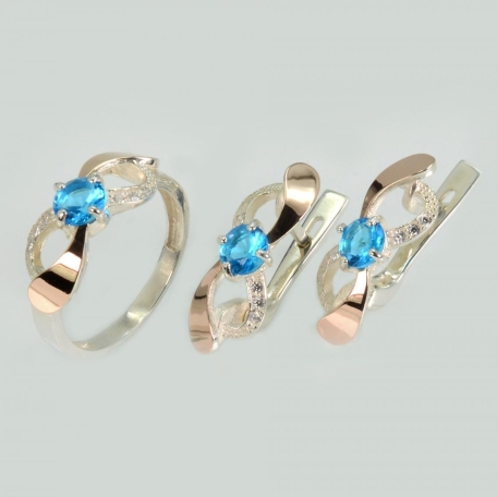 Срібний набір з золотими пластинами