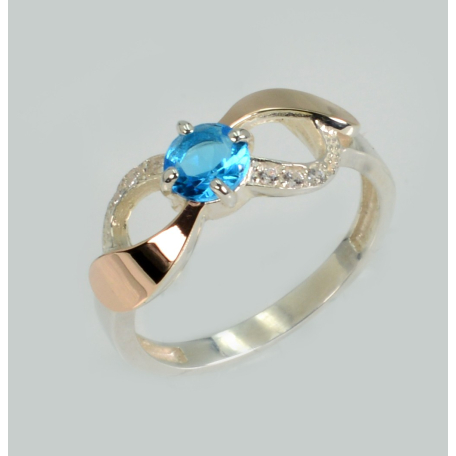 Серебряное кольцо с золотыми вставками