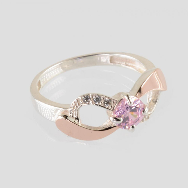 Срібна каблучка з золотими вставками