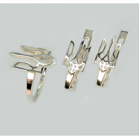 Серебряный набор с золотыми пластинами