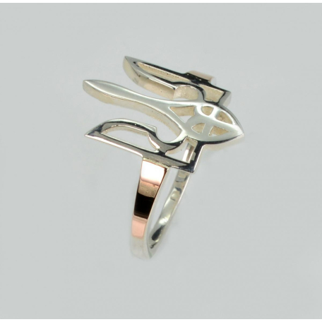 Серебряное кольцо с золотыми вставками