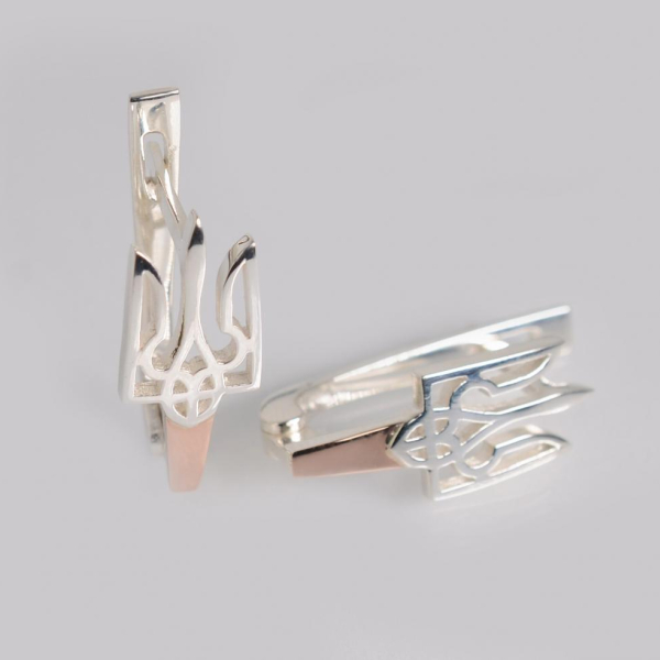 Серебряные серьги с золотыми пластинами