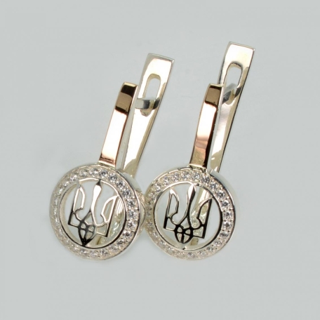 Срібні сережки з гербом України