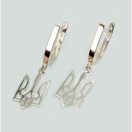 Серебряные серьги герб Украины