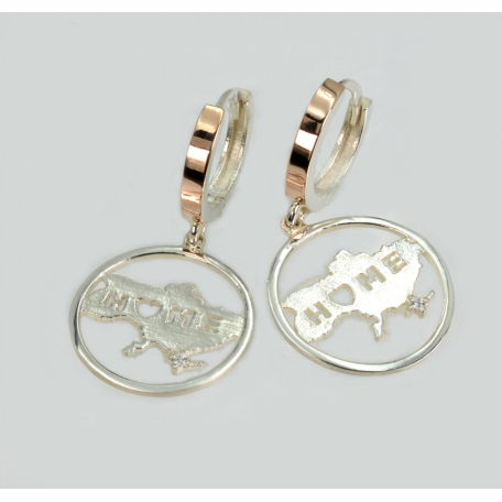 Серебряные серьги с картой Украины