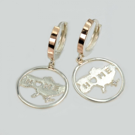 Срібні сережки з мапою України