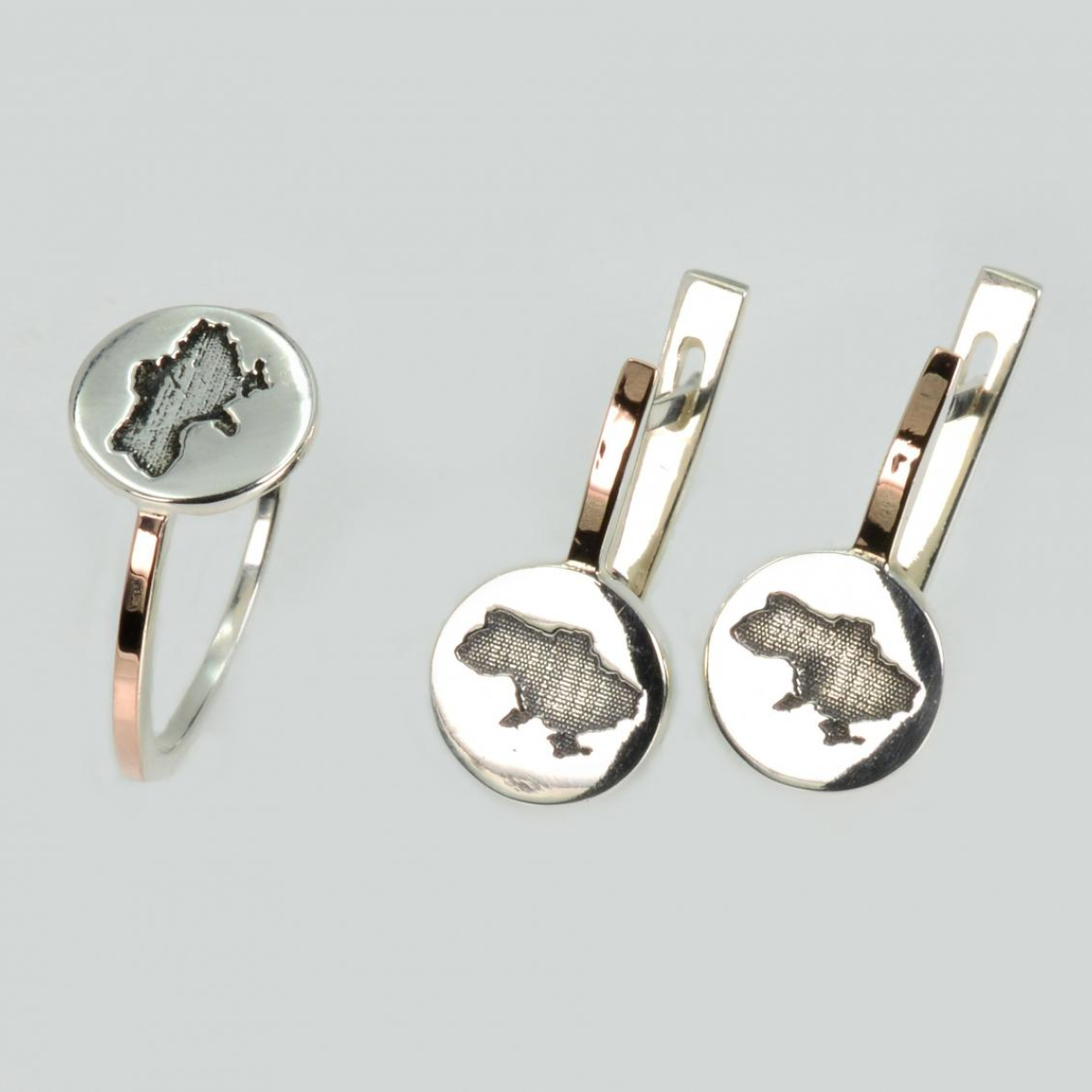 Срібний набір з мапою України