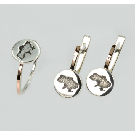 Серебряный набор с картой Украины